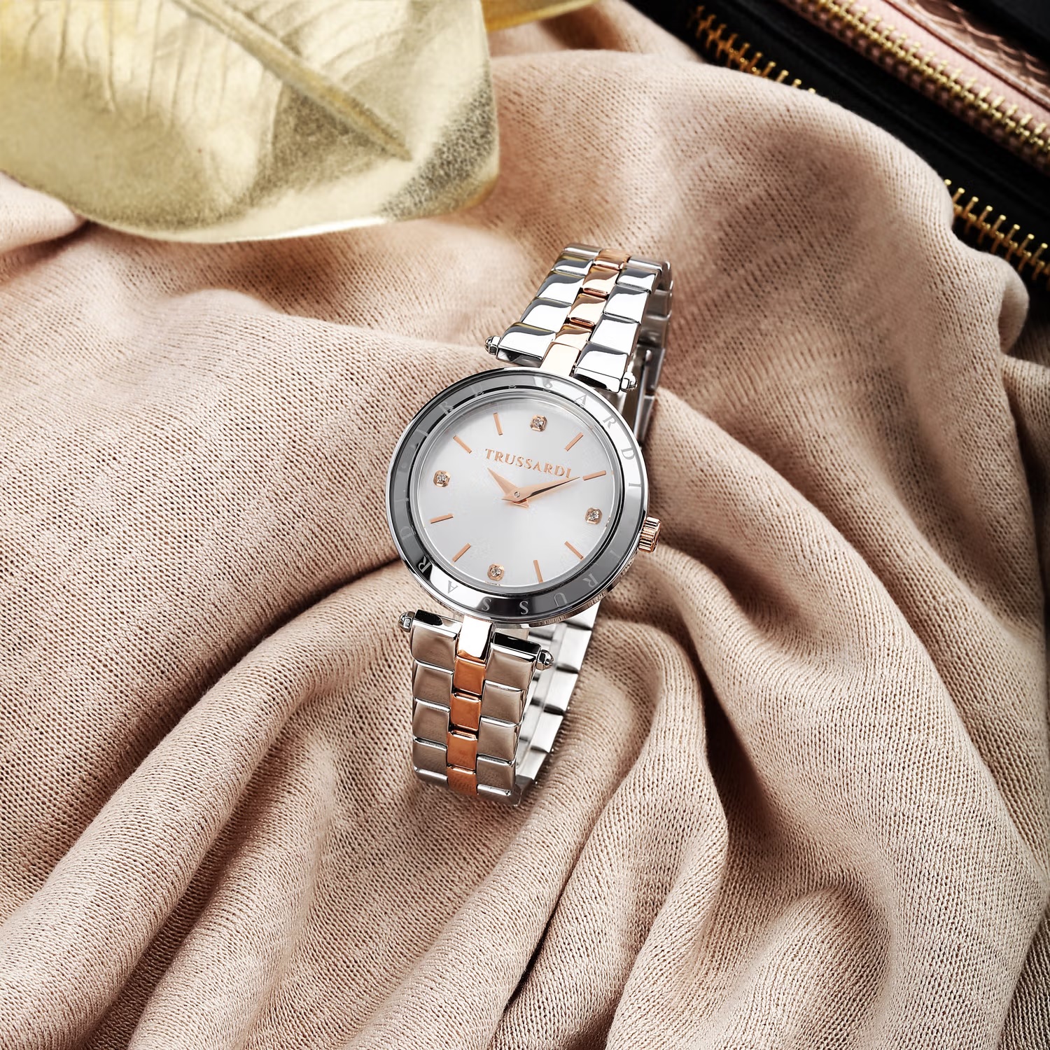 TRUSSARDI T-Shiny 34mm Silver & Rose Gold Stainless Steel Bracelet R2453145516 - 6