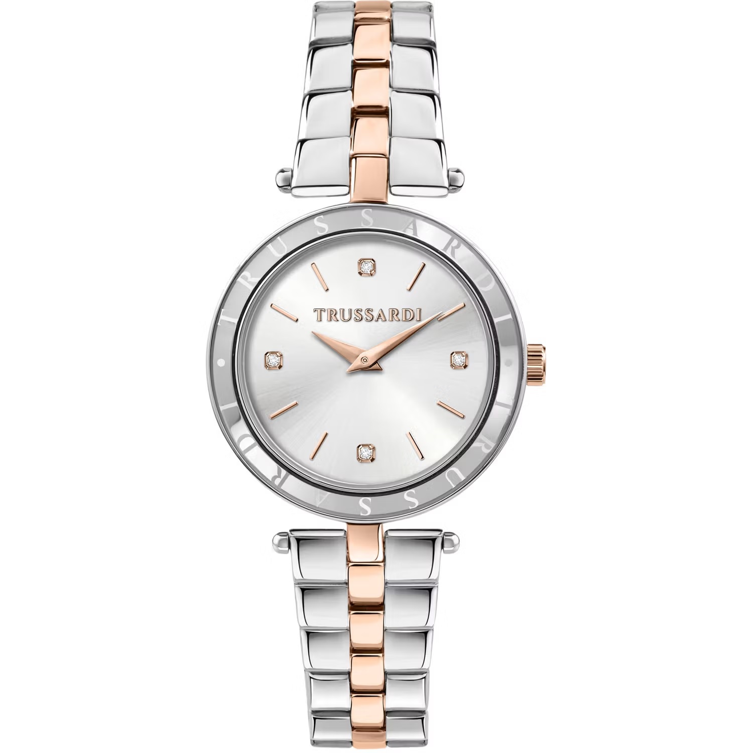 TRUSSARDI T-Shiny 34mm Silver & Rose Gold Stainless Steel Bracelet R2453145516 - 