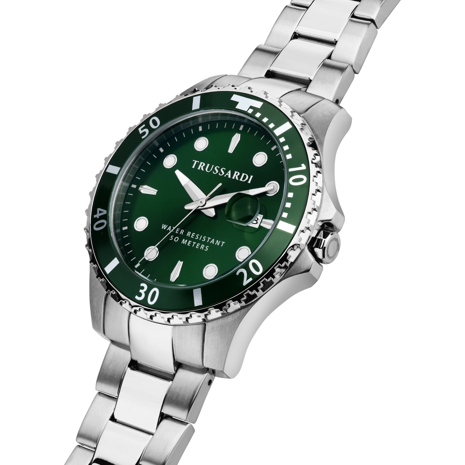 TRUSSARDI City Life Green Dial 42mm Silver Stainless Steel Bracelet R2453169004 - 