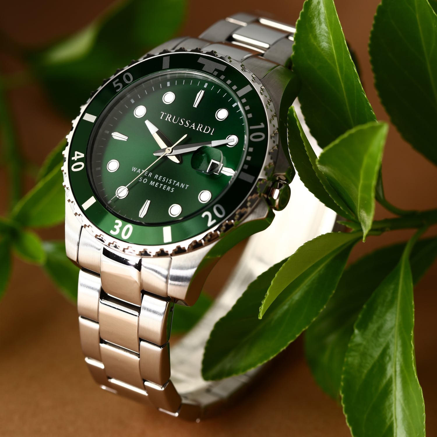 TRUSSARDI City Life Green Dial 42mm Silver Stainless Steel Bracelet R2453169004 - 5