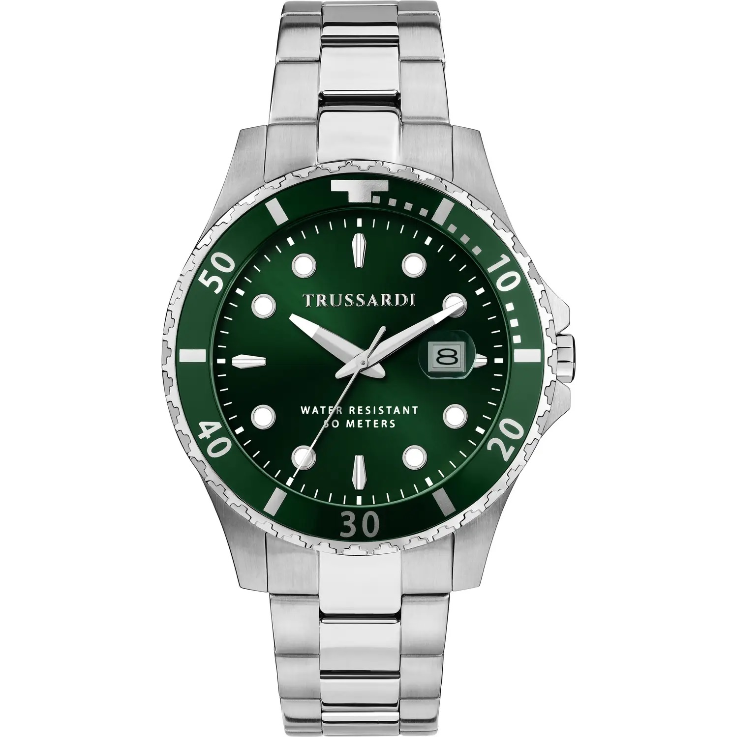 TRUSSARDI City Life Green Dial 42mm Silver Stainless Steel Bracelet R2453169004 - 