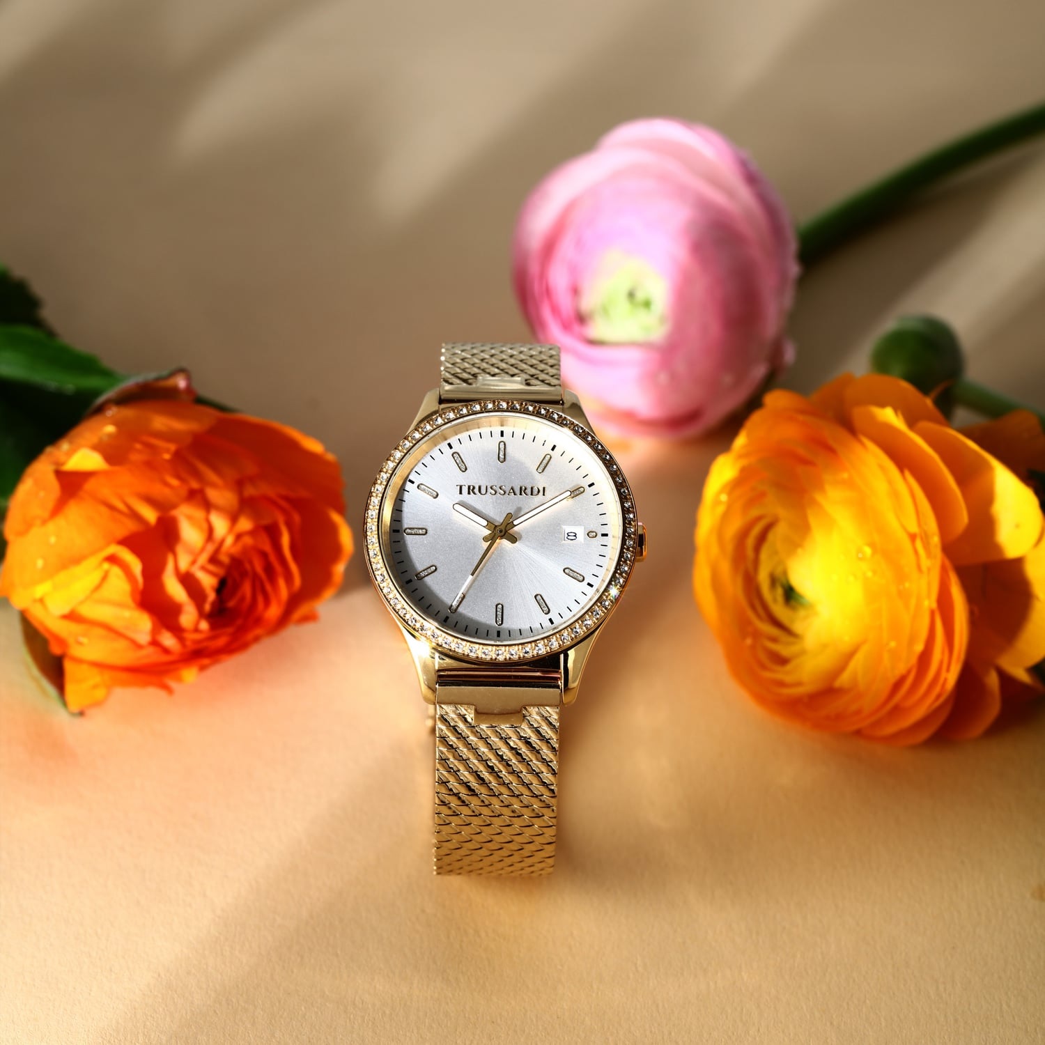TRUSSARDI City Life Crystals Silver Dial 35mm Gold Stainless Steel Milanese Bracelet R2453170504 - 5