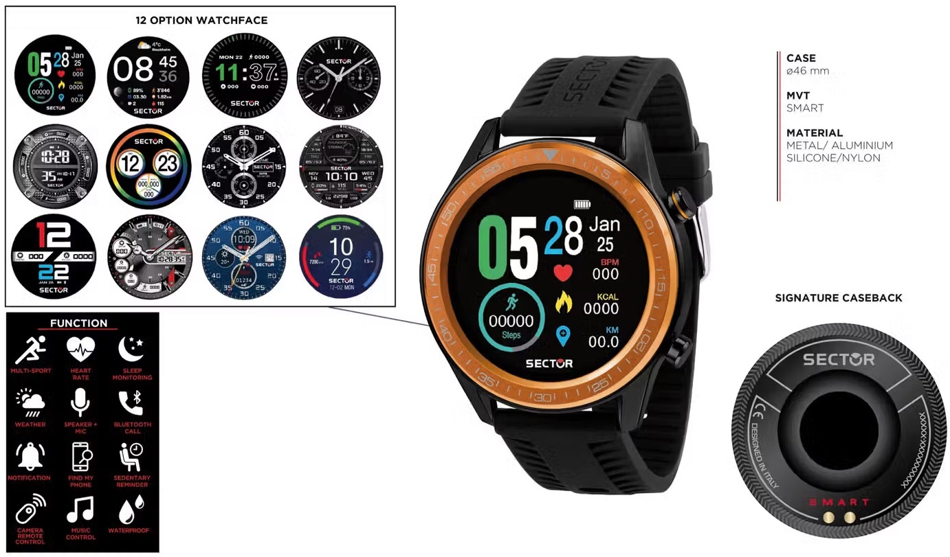 SECTOR S-02 Smartwatch 46mm Black Silicone Strap R3251545003 - 6