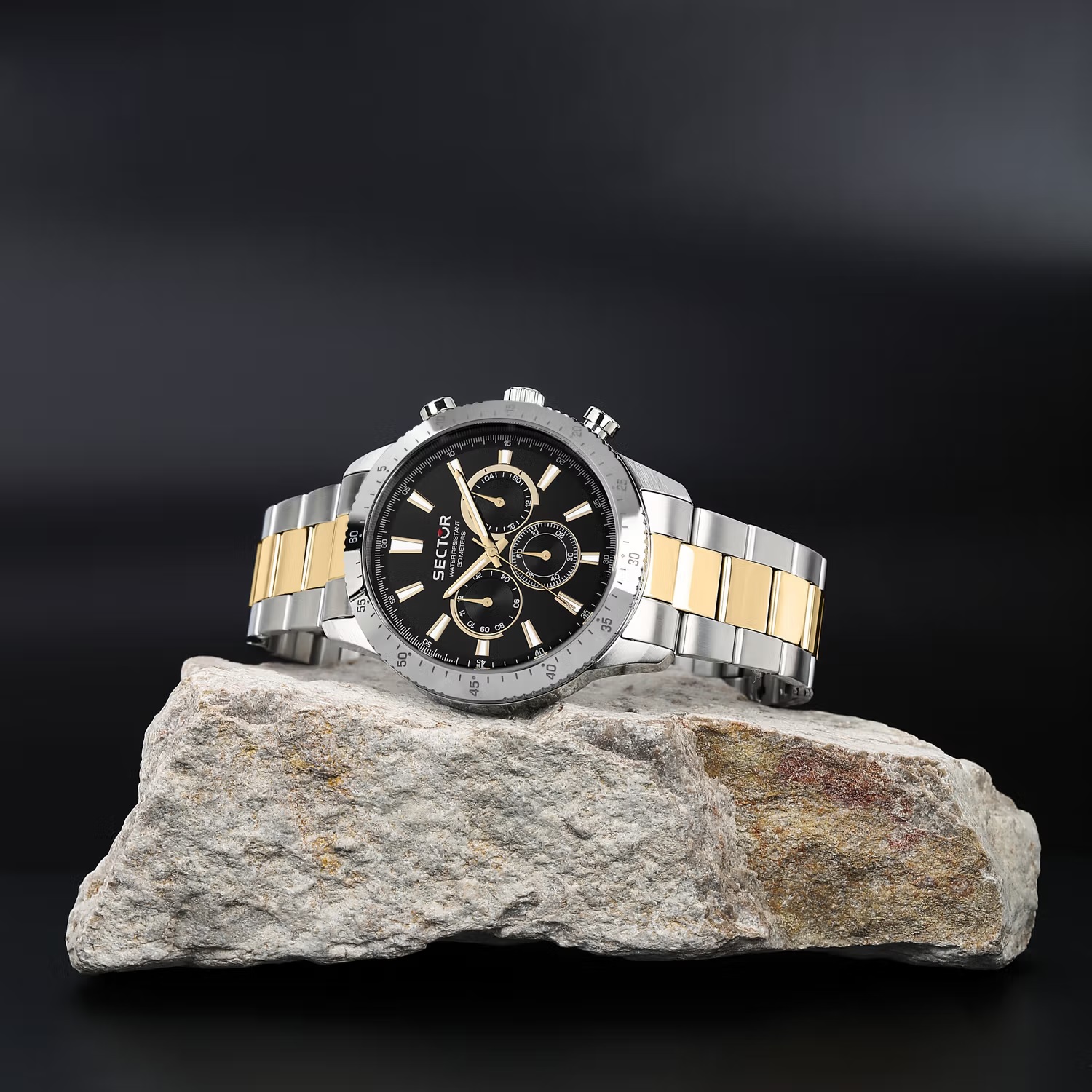 SECTOR 270 Multifunction Black Dial 45mm Two Tone Gold Stainless Steel Bracelet R3253578026 - 7