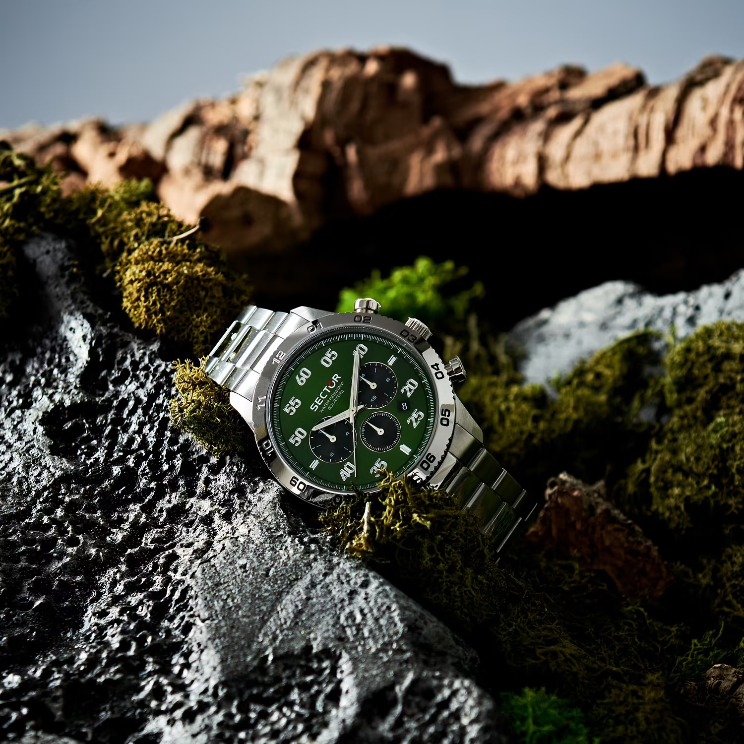 SECTOR 270 Multifunction Green Dial 45mm Silver Stainless Steel Bracelet R3253578034 - 5