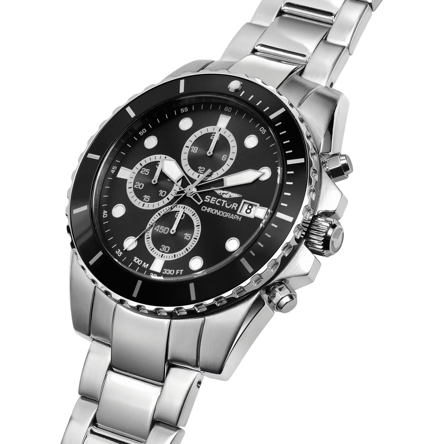 SECTOR 450 Chronograph Black Dial 43mm Silver Stainless Steel Bracelet R3273776002 - 