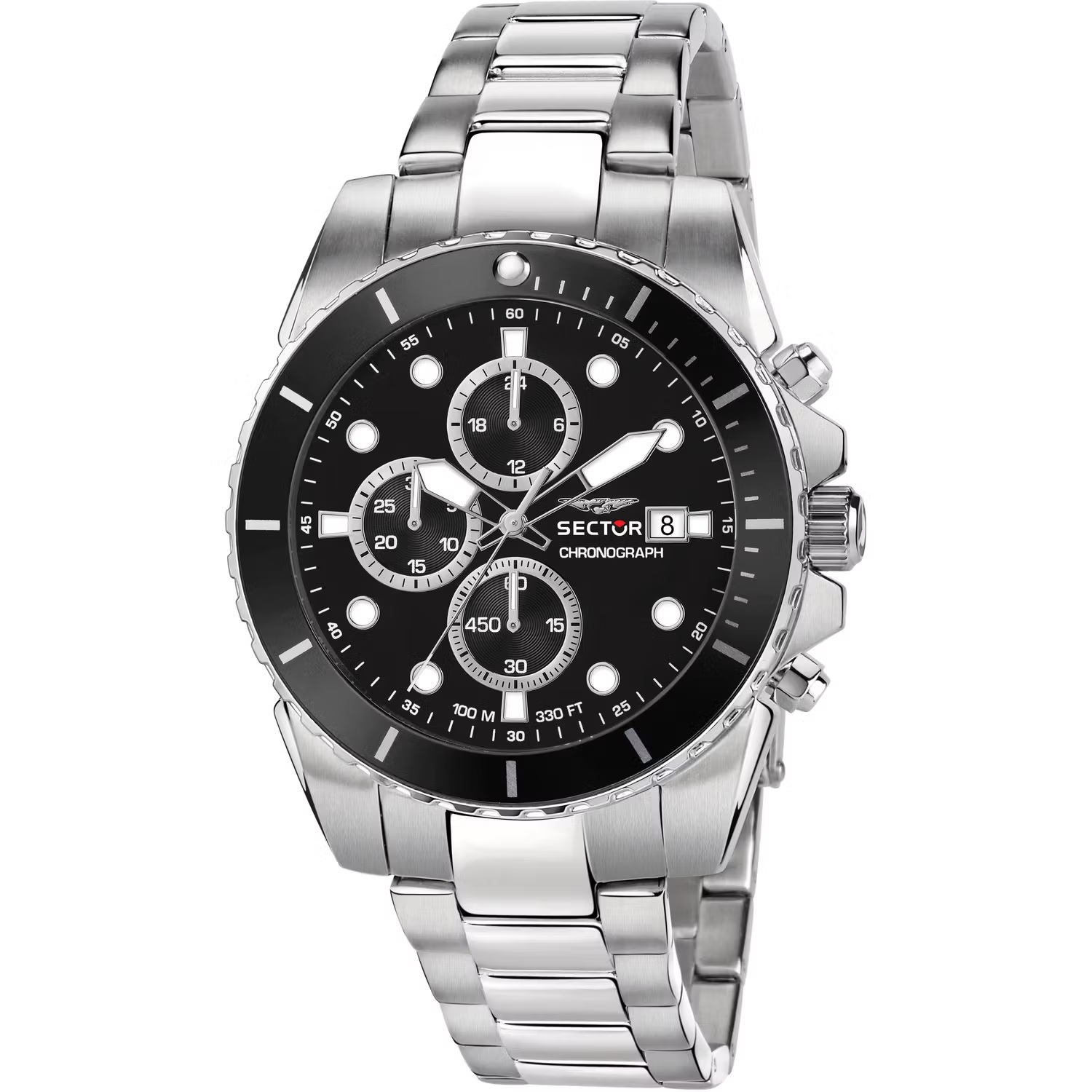 SECTOR 450 Chronograph Black Dial 43mm Silver Stainless Steel Bracelet R3273776002 - 