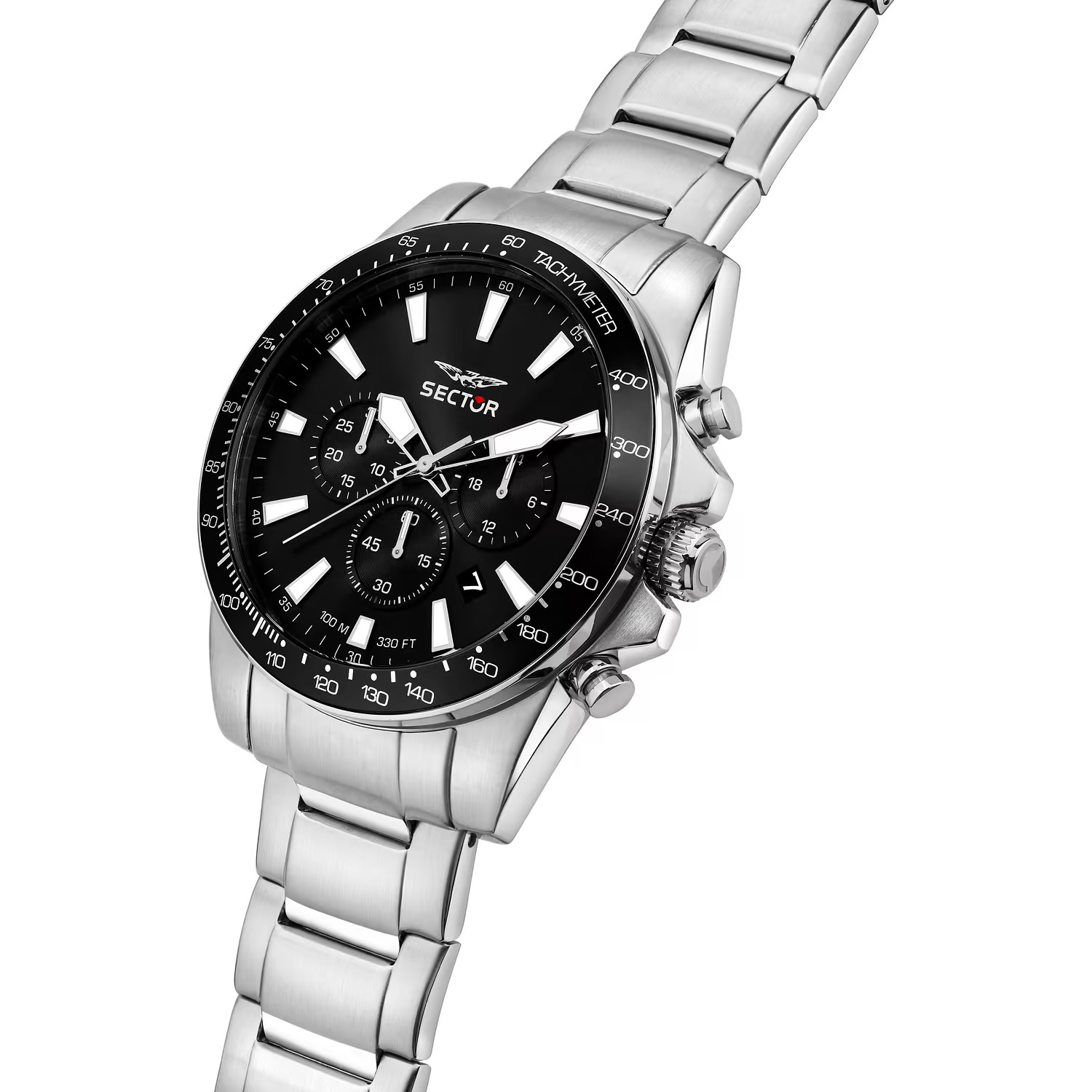 SECTOR 450 Chronograph Black Dial 43mm Silver Stainless Steel Bracelet R3273776008 - 