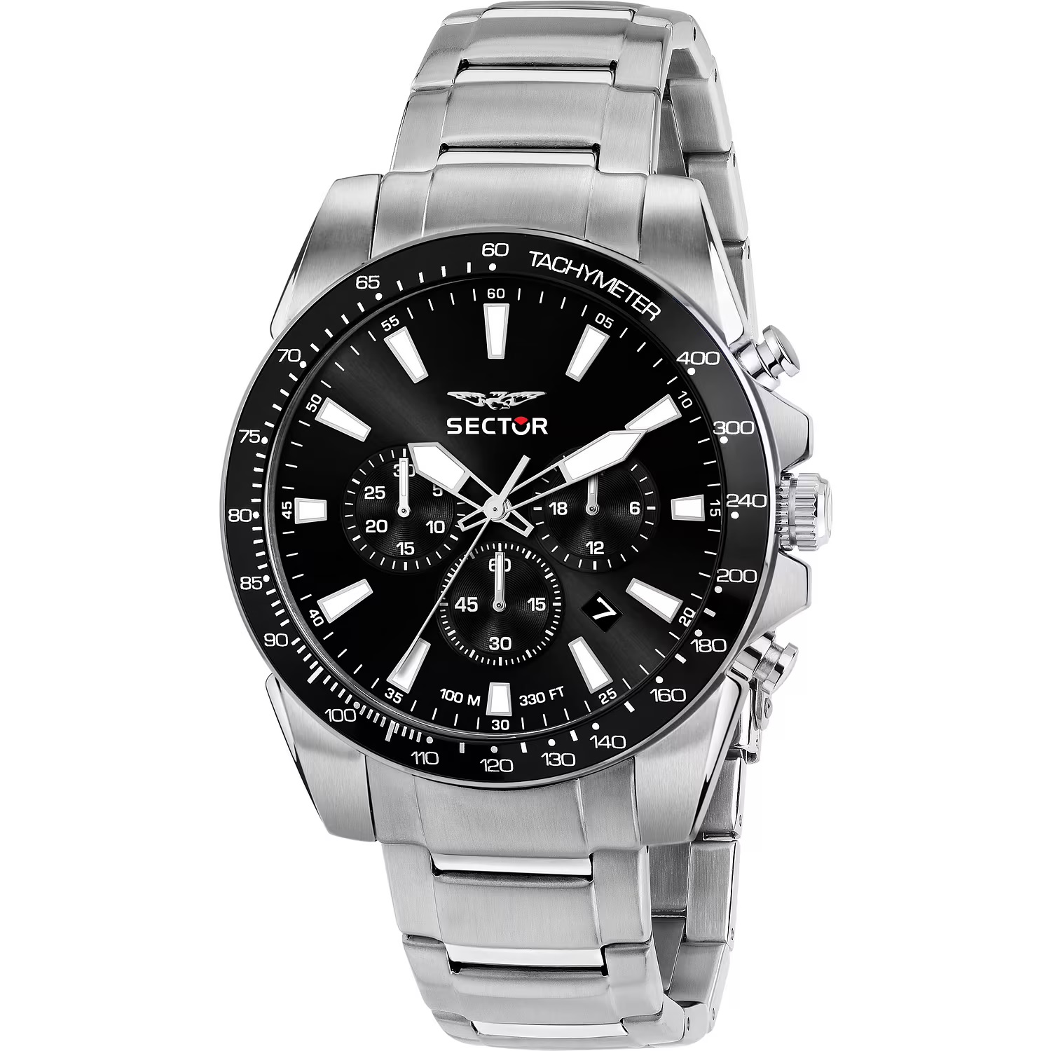 SECTOR 450 Chronograph Black Dial 43mm Silver Stainless Steel Bracelet R3273776008 - 
