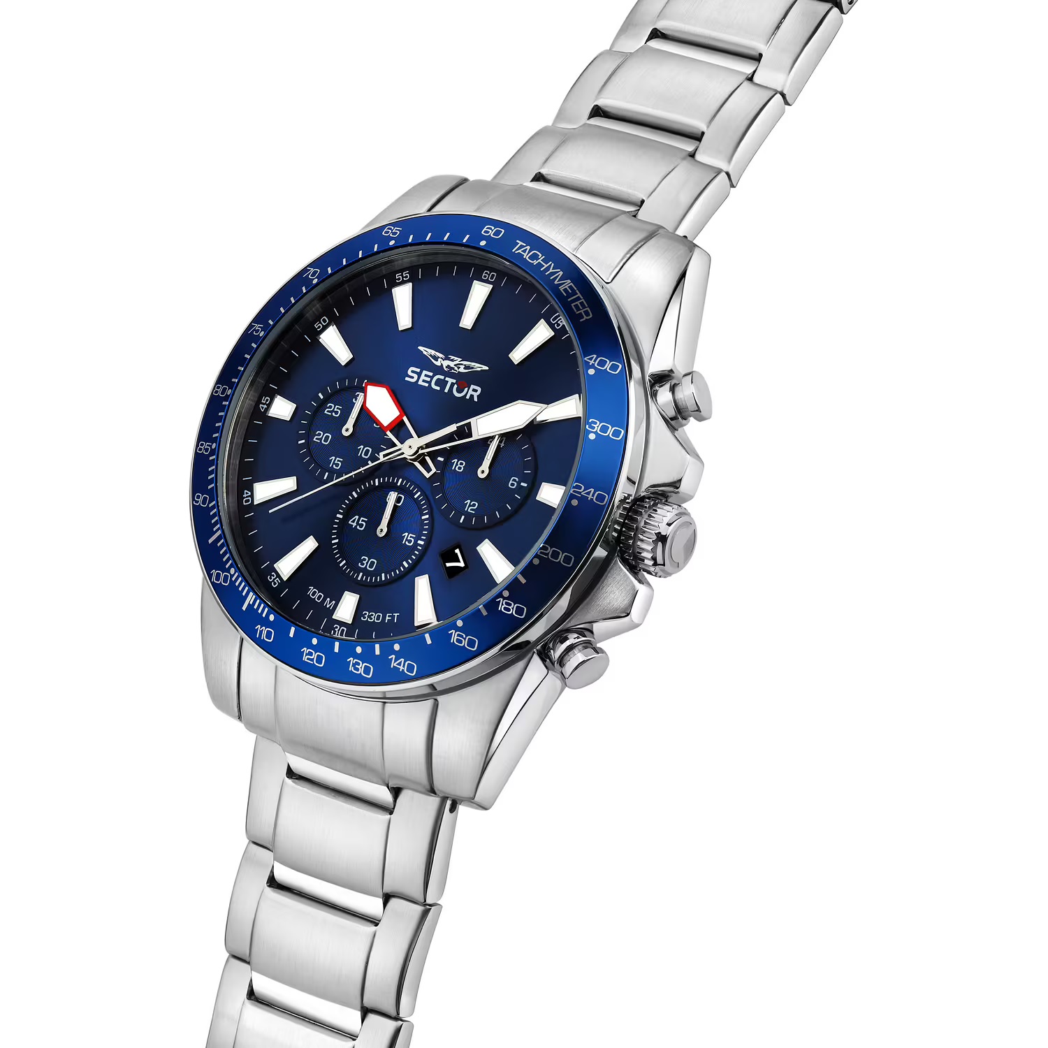 SECTOR 450 Chronograph Blue Dial 43mm Silver Stainless Steel Bracelet R3273776009 - 