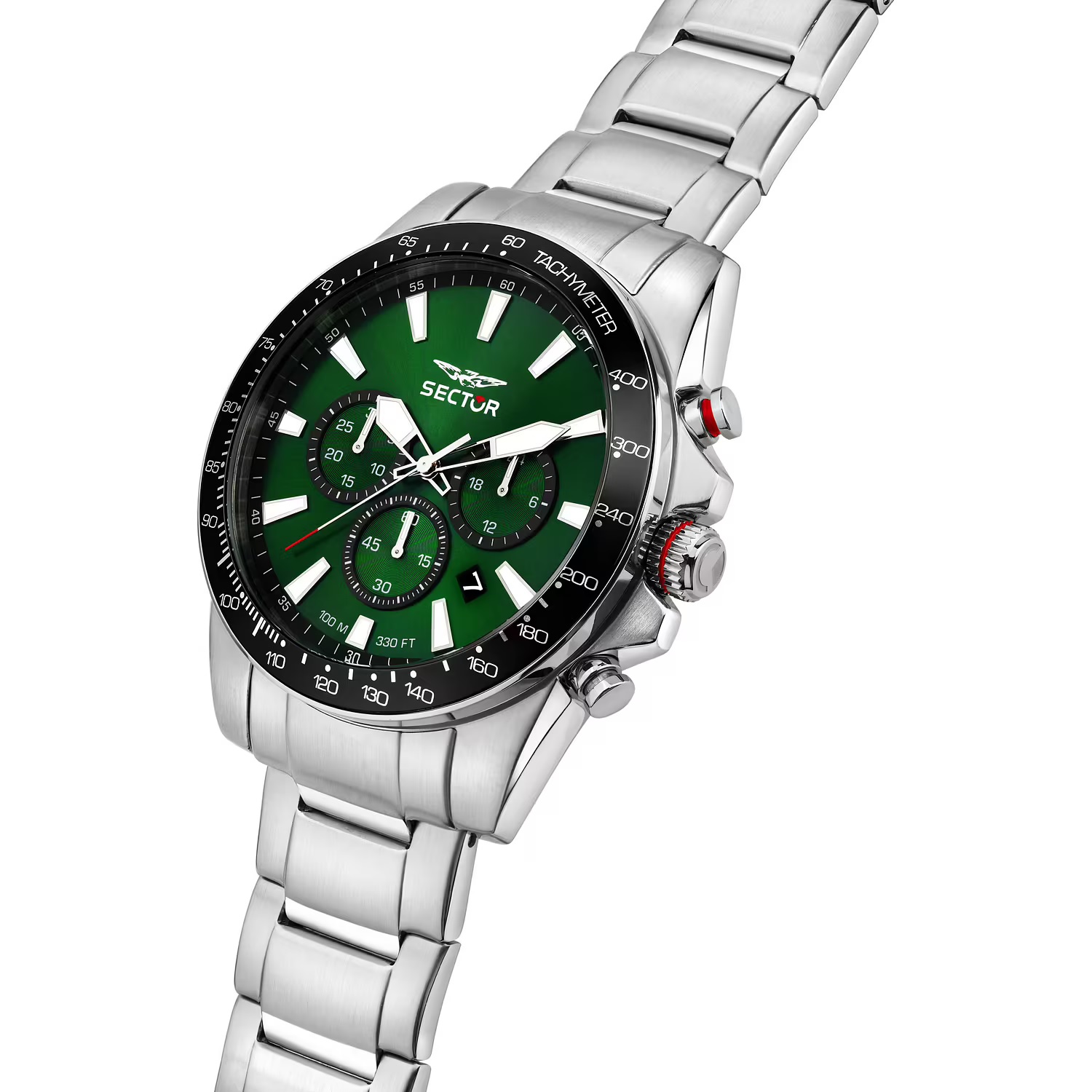 SECTOR 450 Chronograph Green Dial 43mm Silver Stainless Steel Bracelet R3273776010 - 