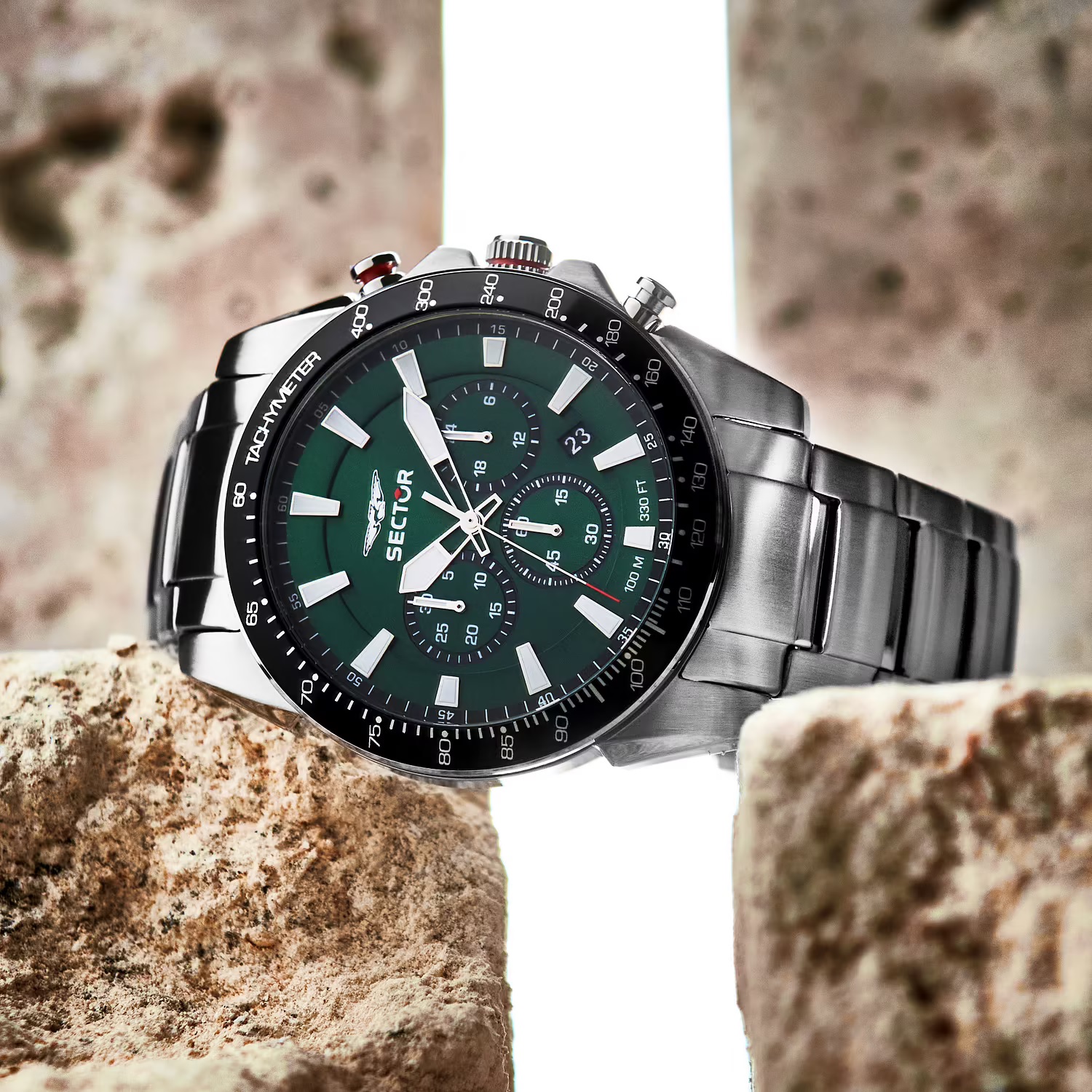 SECTOR 450 Chronograph Green Dial 43mm Silver Stainless Steel Bracelet R3273776010 - 5