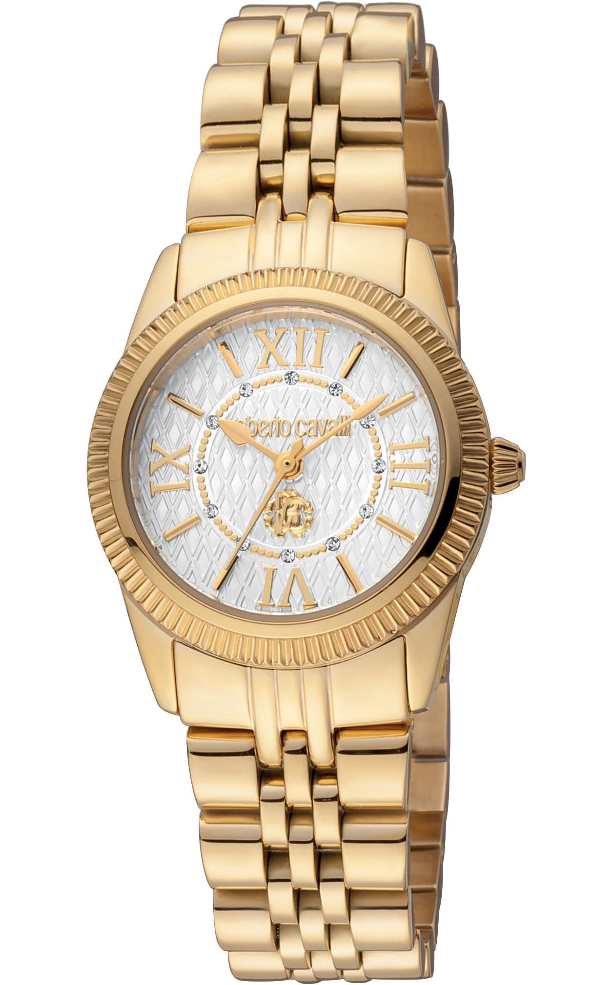 ROBERTO CAVALLI Mini Silver Dial 28mm Gold Stainless Steel Bracelet RC5L035M0055