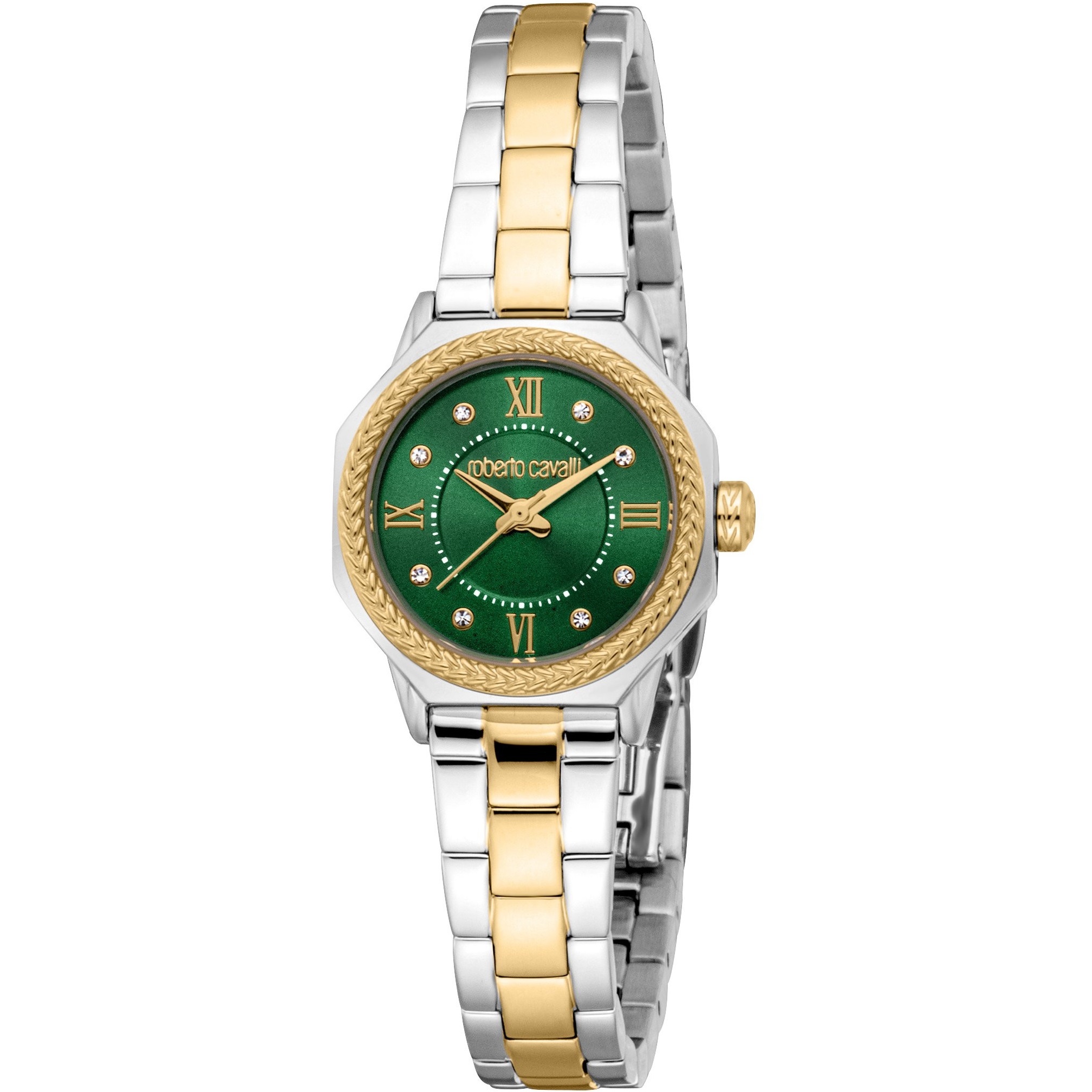 ROBERTO CAVALLI Mini Green Dial 24mm Two Tone Gold Stainless Steel Bracelet RC5L122M0085 - 