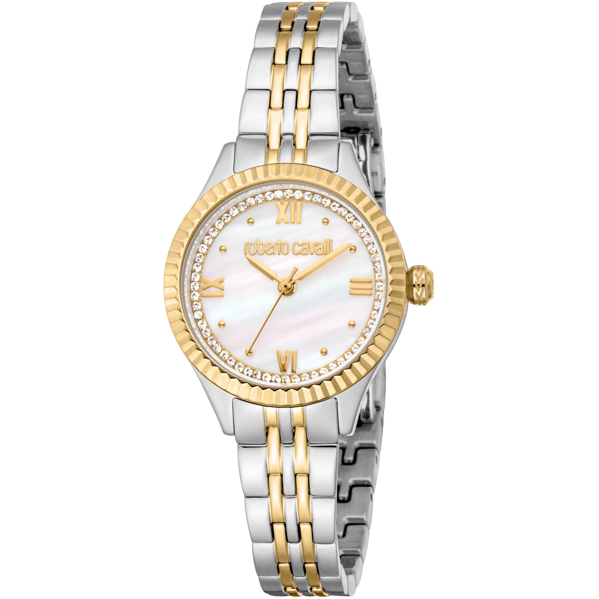 ROBERTO CAVALLI Core White MOP Dial 28mm Two Tone Gold Stainless Steel Bracelet RC5L124M0085 - 