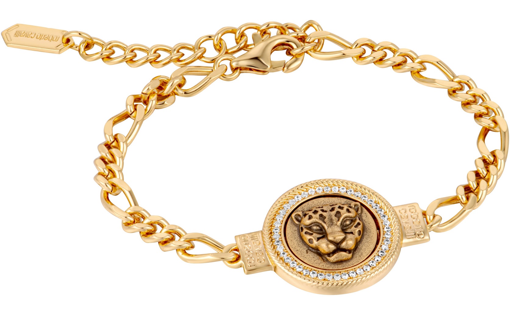 ROBERTO CAVALLI Sigilo Bracelet Gold Stainless Steel with Cubic Zirconia RCBR00383300 - 