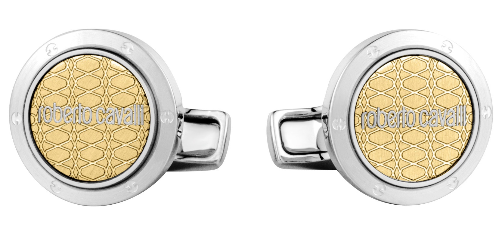 ROBERTO CAVALLI Cufflinks Two Tone Silver & Gold Stainless Steel RCCU00160500 - 