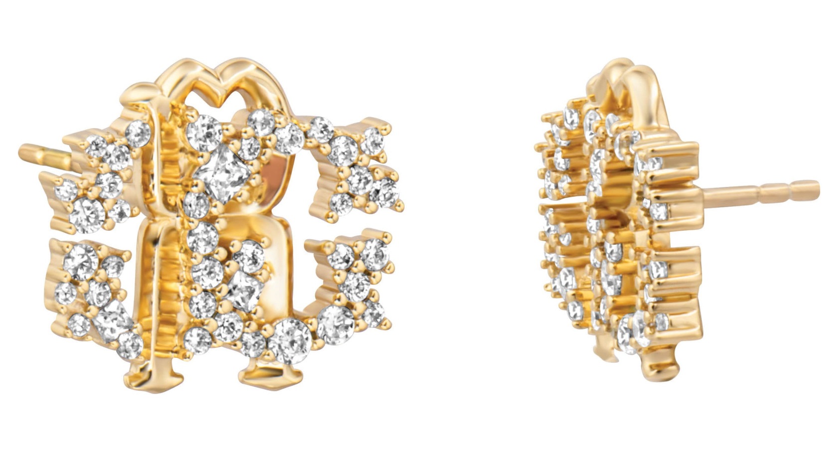 ROBERTO CAVALLI Logo Earrings Gold Stainless Steel with Cubic Zirconia RCER00053200 - 