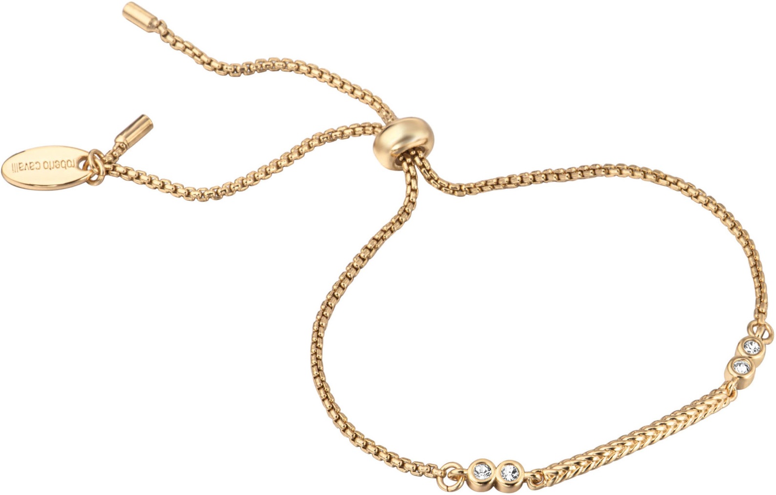 ROBERTO CAVALLI Love Bracelet Gold Stainless Steel with Cubic Zirconia RCGW0058BR - 