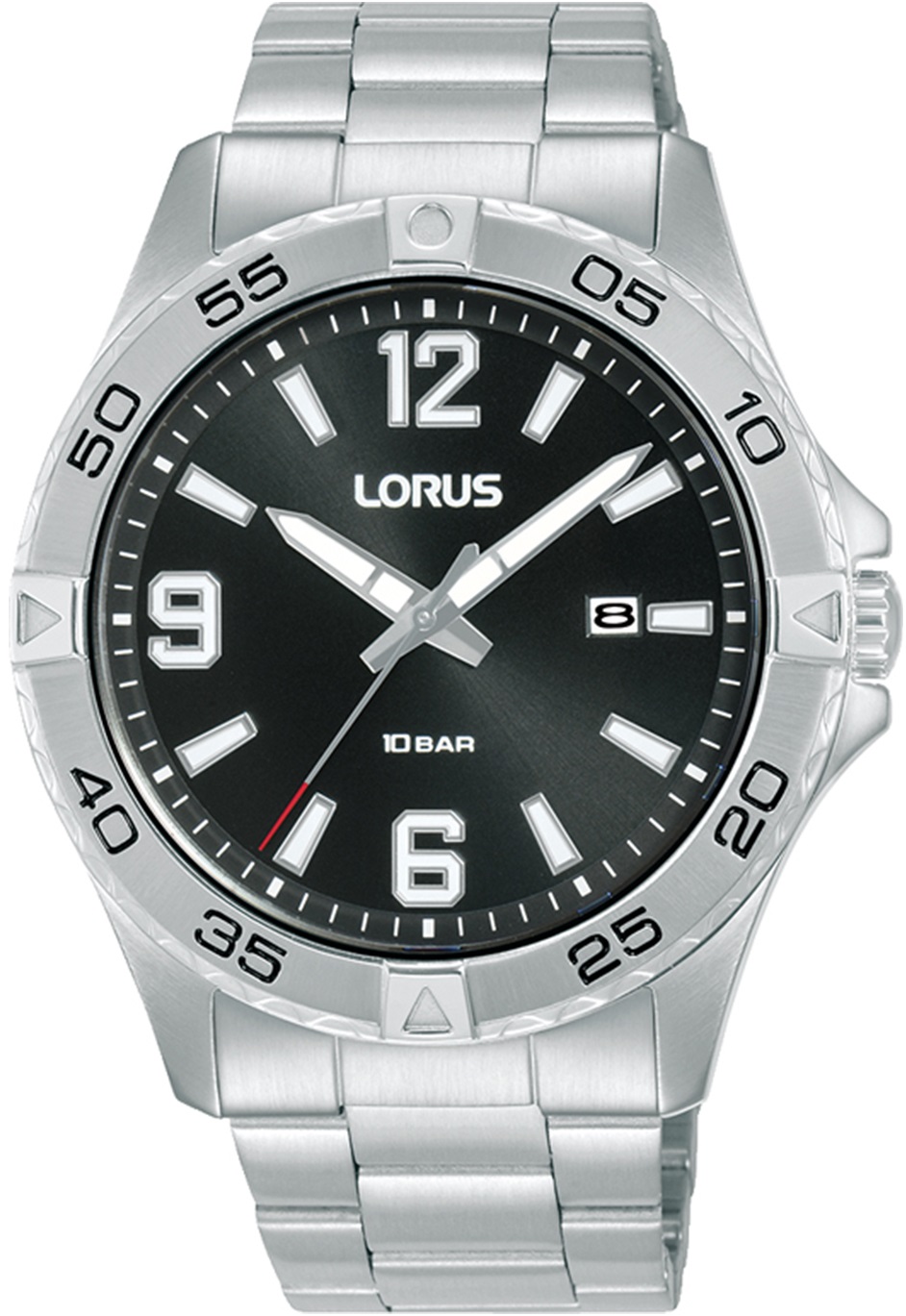 LORUS Men 's Sports Black Dial 42mm Silver Stainless Steel Bracelet RH985QX9 - 