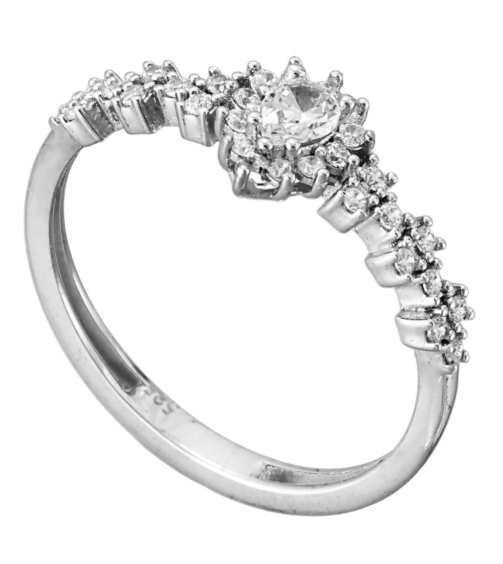 ΔΑΧΤΥΛΙΔΙ SENZIO Collection σε Λευκό Χρυσό Κ14 με Ζιργκόν RI.ZT847