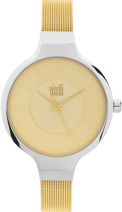 Visetti Spectrum Three Hands 34mm Gold Stainless Steel Mesh Bracelet RI-350SGG - 