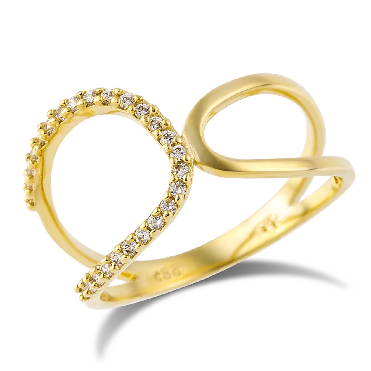 ΔΑΧΤΥΛΙΔΙ Πετράτο SENZIO Collection Κίτρινο Χρυσό Κ14 με Πέτρες Ζιργκόν 5SAL.2144R - 