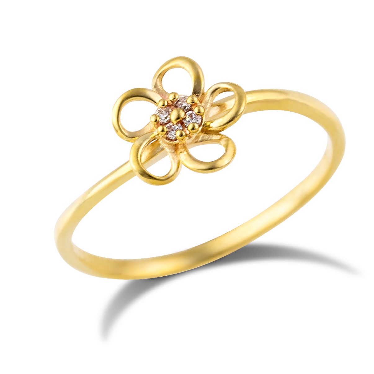 ΔΑΧΤΥΛΙΔΙ Λουλούδι  SENZIO Collection Κ9 Κίτρινο Χρυσό με Πέτρες Ζιργκόν 3SAL.2180R - 