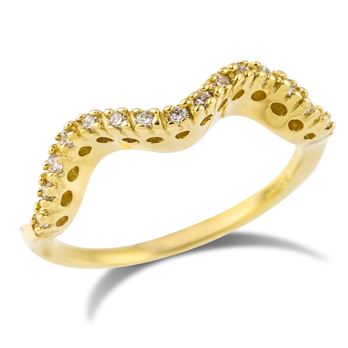 ΔΑΧΤΥΛΙΔΙ Σειρέ Κ14 Κίτρινο Χρυσό με Πέτρες Ζιργκόν 5SAL.2227R - 