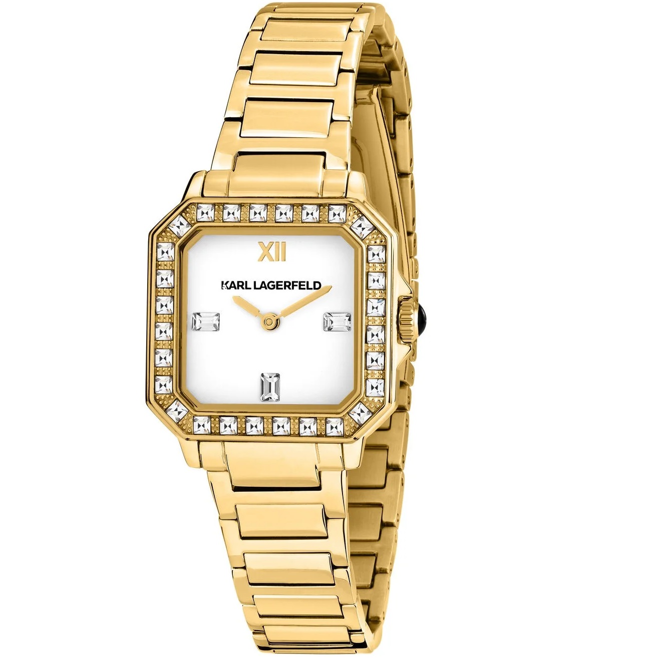KARL LAGERFELD Square Classics Crystals White Dial 33 x 27.8 mm Gold-Plated Stainless Steel RO553102501 - 