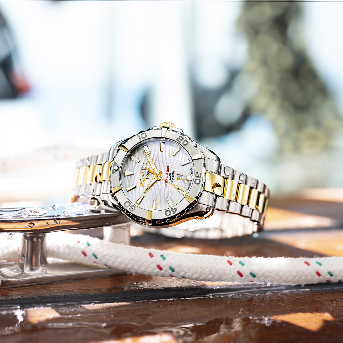 ROAMER Deep Sea 200 Ladies White Pearl Dial 34mm Two Tone Gold Stainless Steel Bracelet 860844-47-20-20 - 5