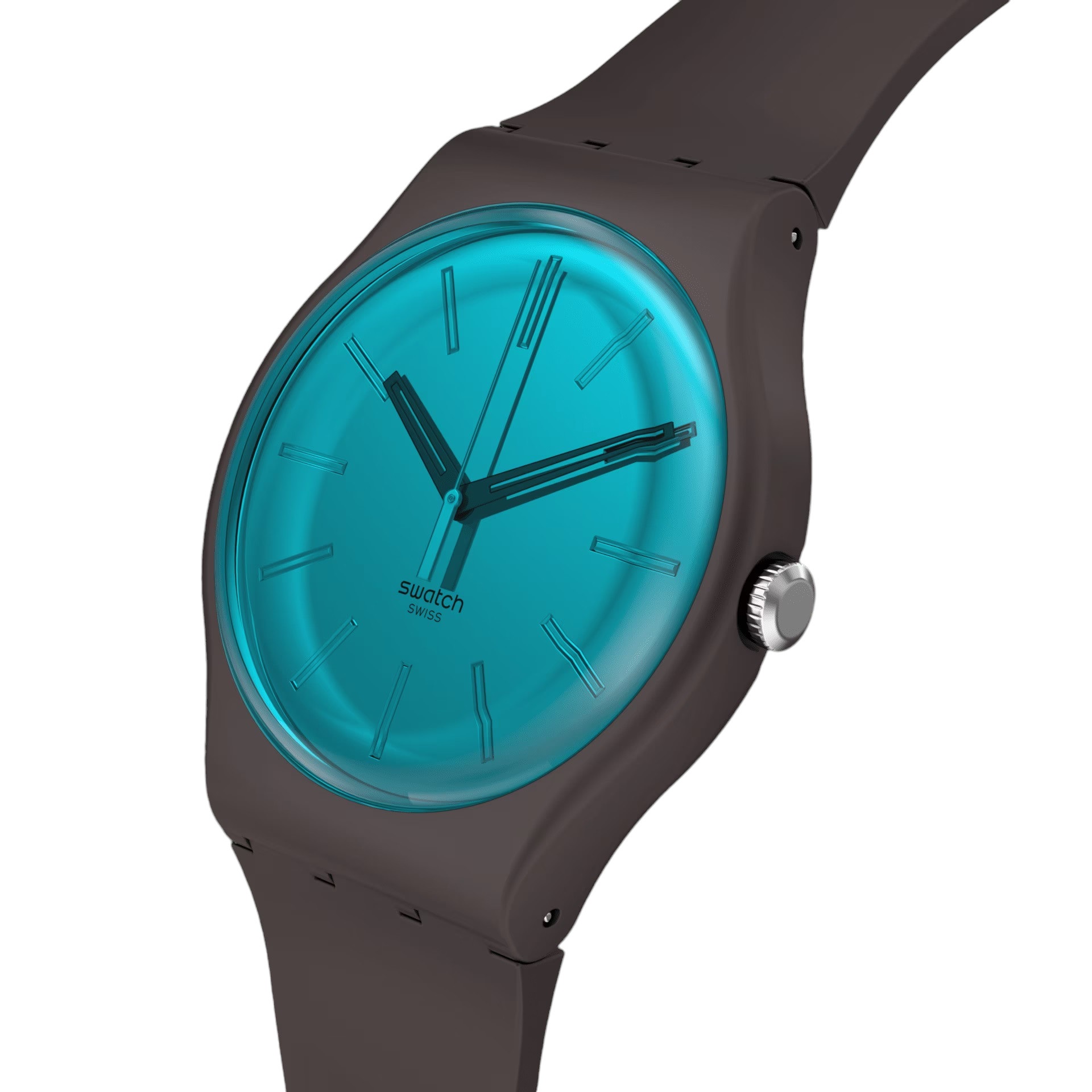 SWATCH Essentials Dark Duality 41mm Brown Silicone Strap S029C100 - 2