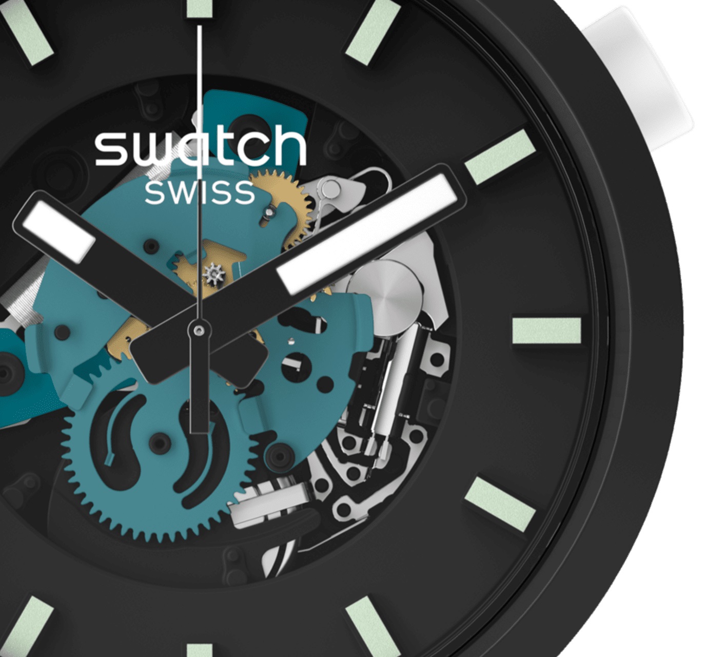 SWATCH Big Bold Bioceramic Night Trip 47mm Blue Silicone Strap SB03B107 - 2
