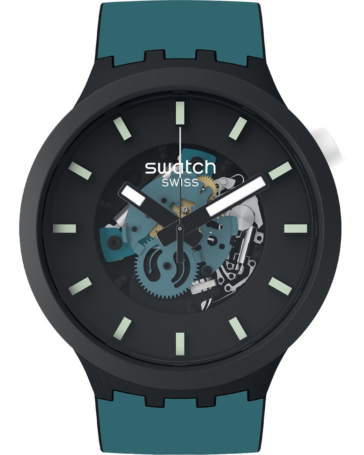 SWATCH Big Bold Bioceramic Night Trip 47mm Blue Silicone Strap SB03B107 - 1