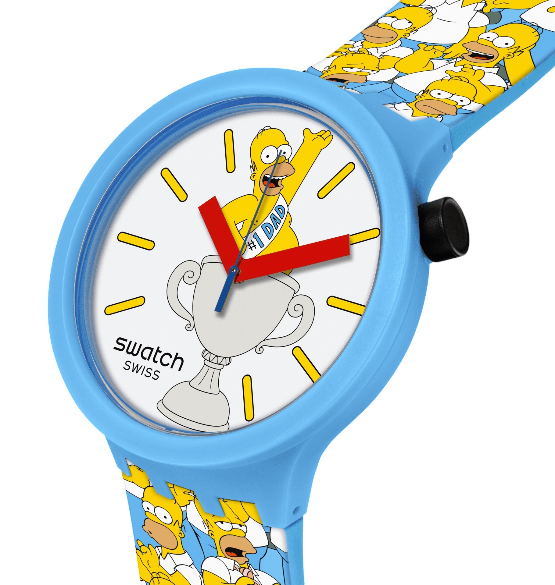 SWATCH Big Bold Bioceramic Best. Dad. Ever. 47mm Blue Silicone Strap SB05Z100 - 