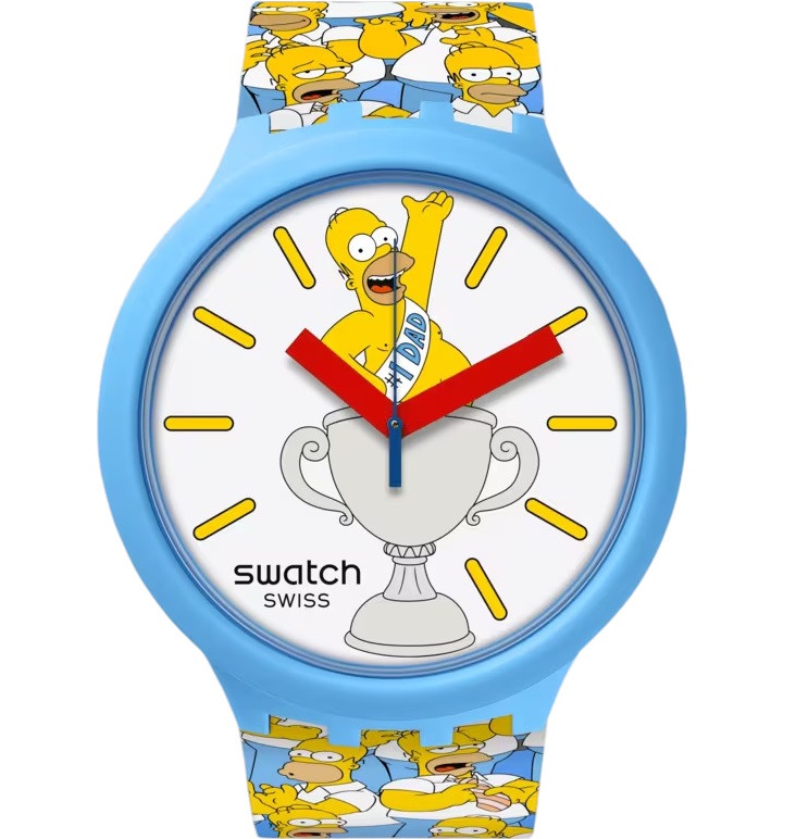 SWATCH Big Bold Bioceramic Best. Dad. Ever. 47mm Blue Silicone Strap SB05Z100 - 