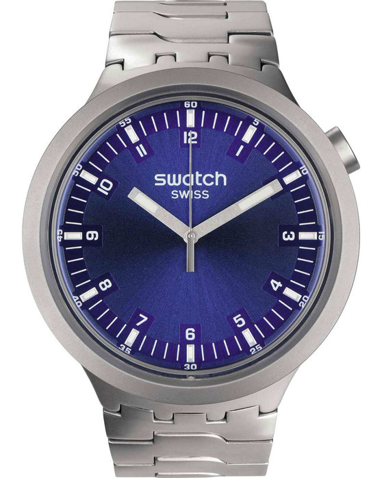 SWATCH Big Bold Irony Indigo Hour 47mm Silver Stainless Steel Bracelet SB07S102G - 