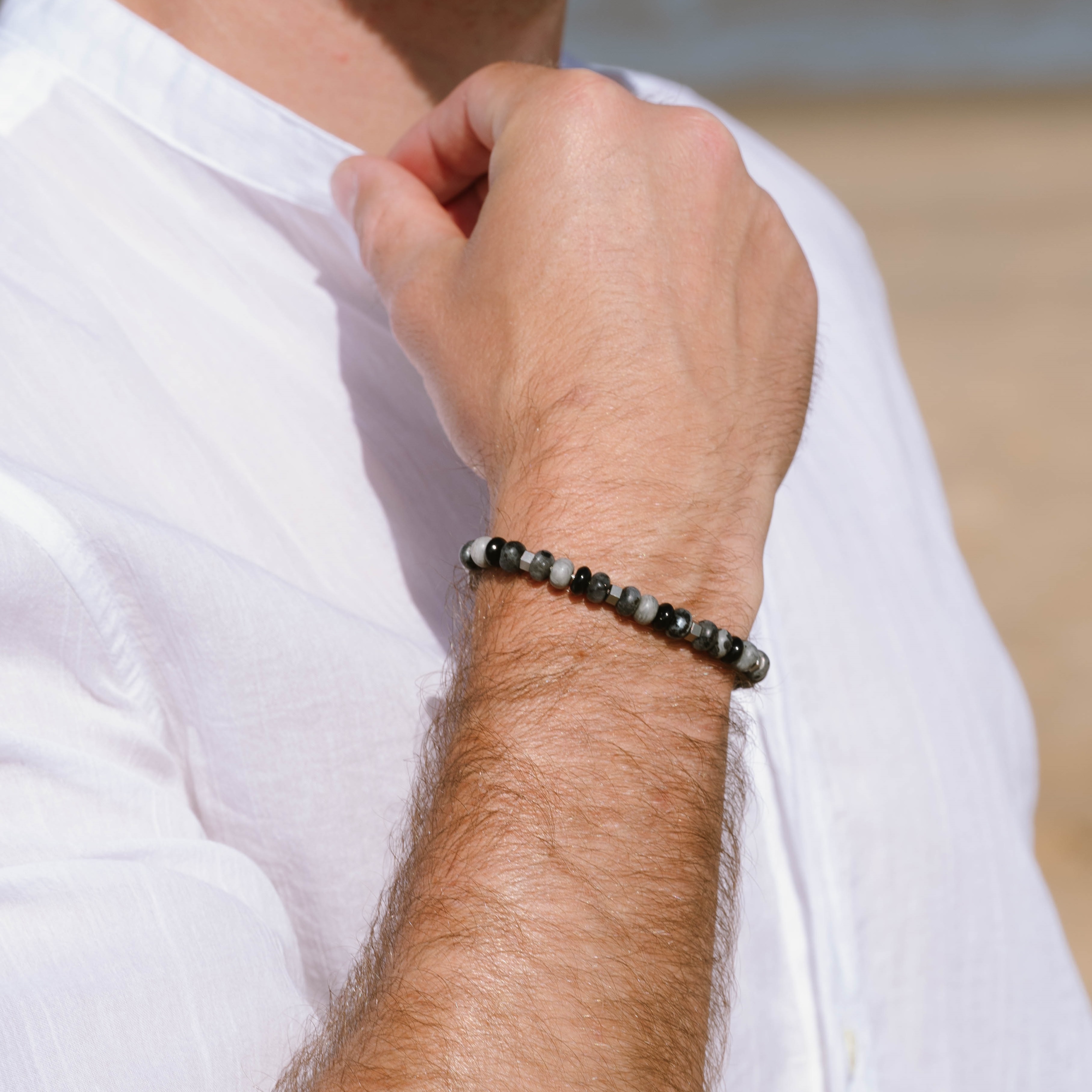 STEEL & BARNETT Cyrus Men's Bracelet in Silver Stainless Steel and Graphite SBC002 - 3