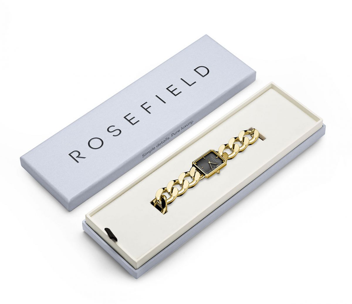 ROSEFIELD The Octagon XS Black Sunray Dial 24mm Gold Stainless Steel Bracelet SBGSG-O57 - 5