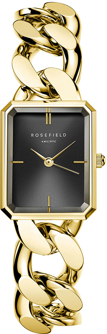 ROSEFIELD The Octagon XS Black Sunray Dial 24mm Gold Stainless Steel Bracelet SBGSG-O57 - 
