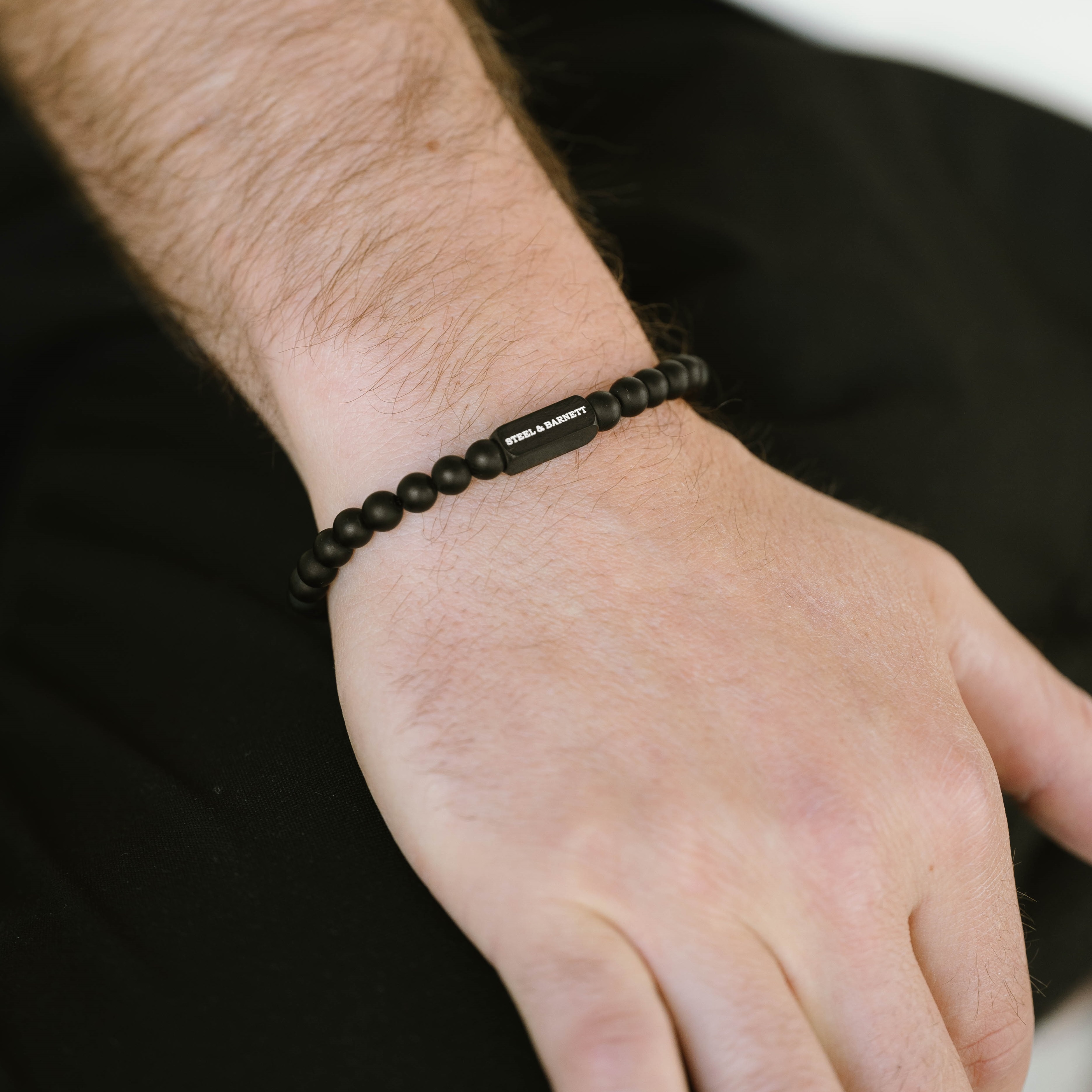 ΒΡΑΧΙΟΛΙ Ανδρικό STEEL & BARNETT Natural Ned από Μαύρο Ανοξείδωτο Ατσάλι και Μαύρο Όνυχα BEB002 - 3