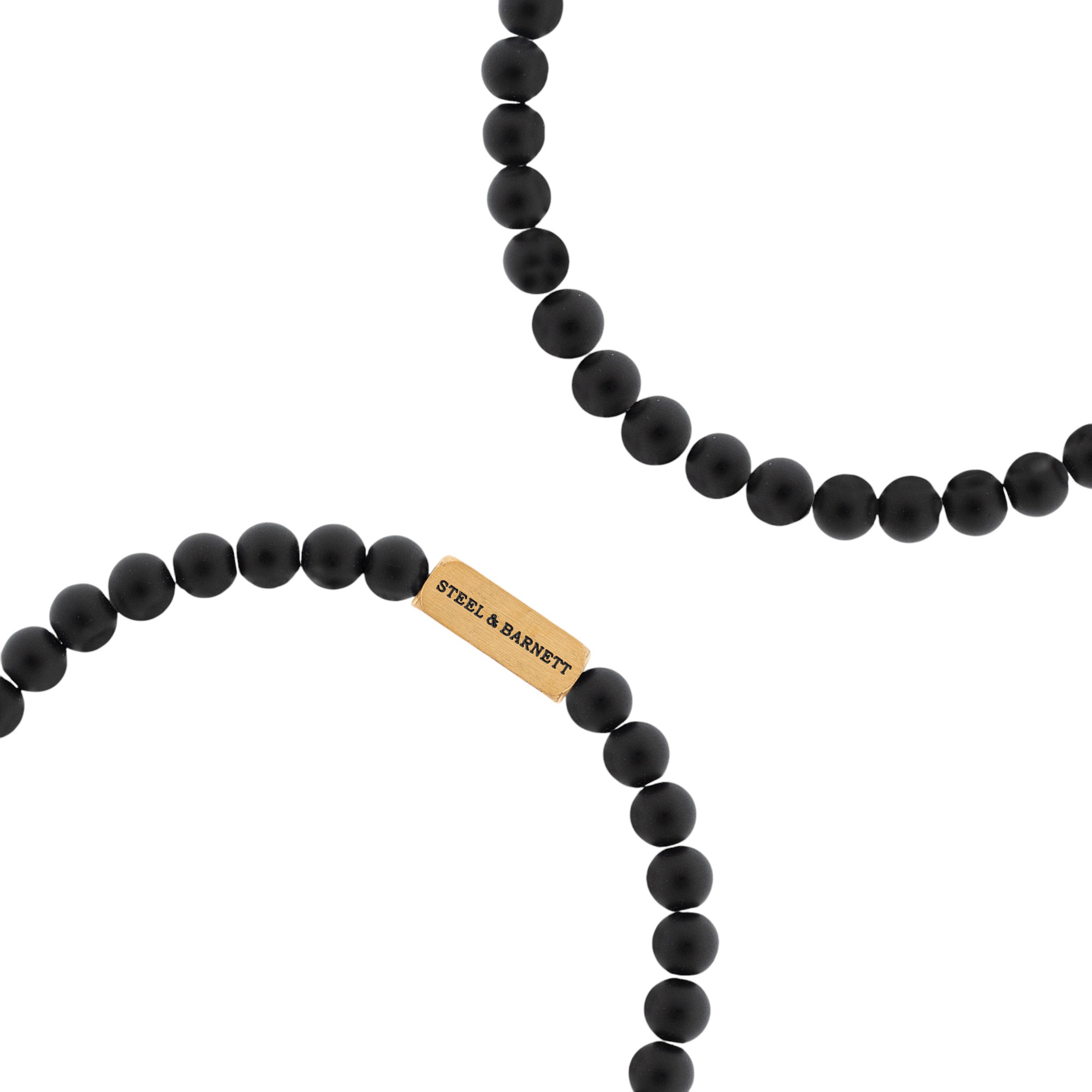 STEEL & BARNETT Natural Ned Men's Bracelet in Gold-Plated Stainless Steel and Black Onyx SBNN002 - 
