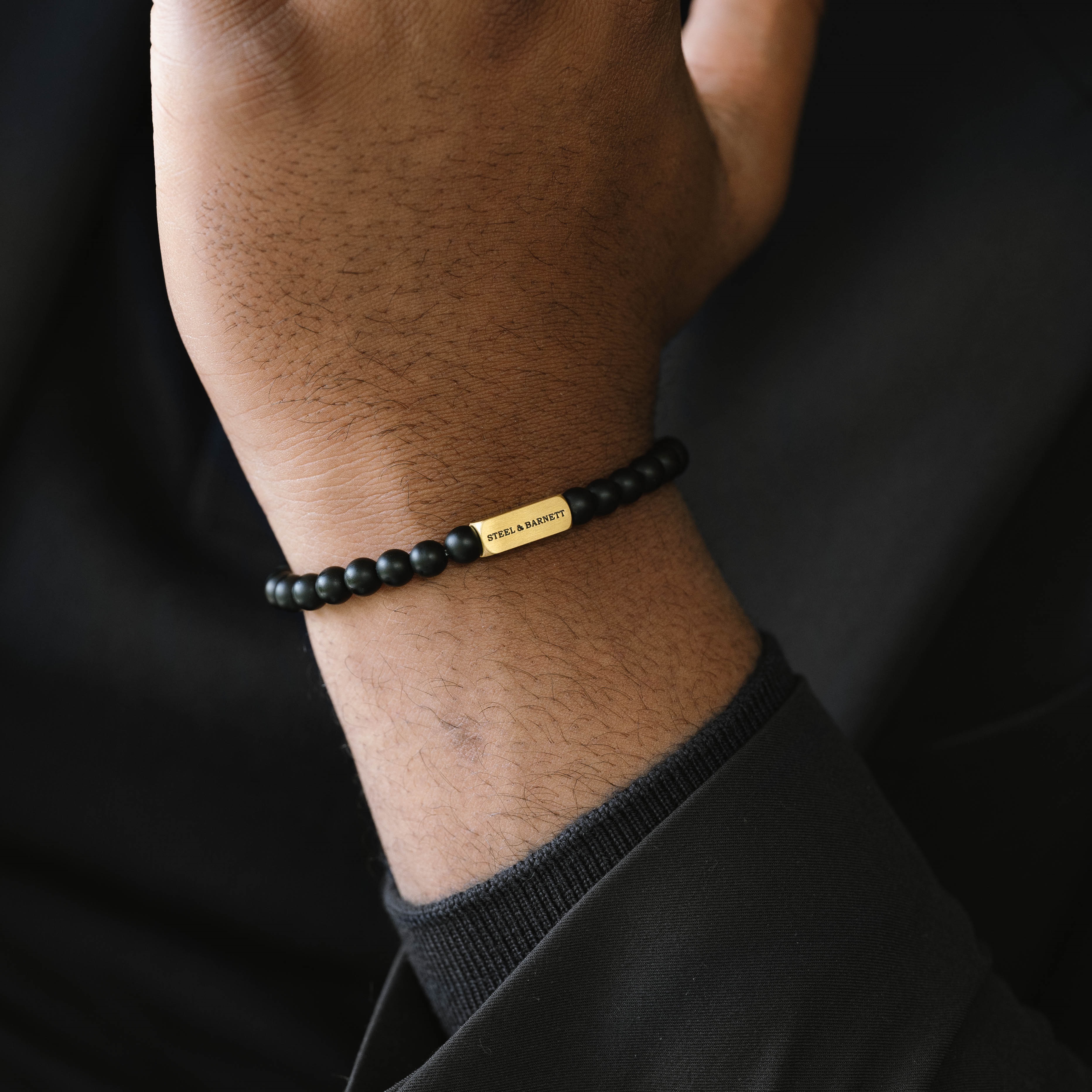 ΒΡΑΧΙΟΛΙ Ανδρικό STEEL & BARNETT Natural Ned από Επιχρυσωμένο Ανοξείδωτο Ατσάλι και Μαύρο Όνυχα SBNN002 - 3