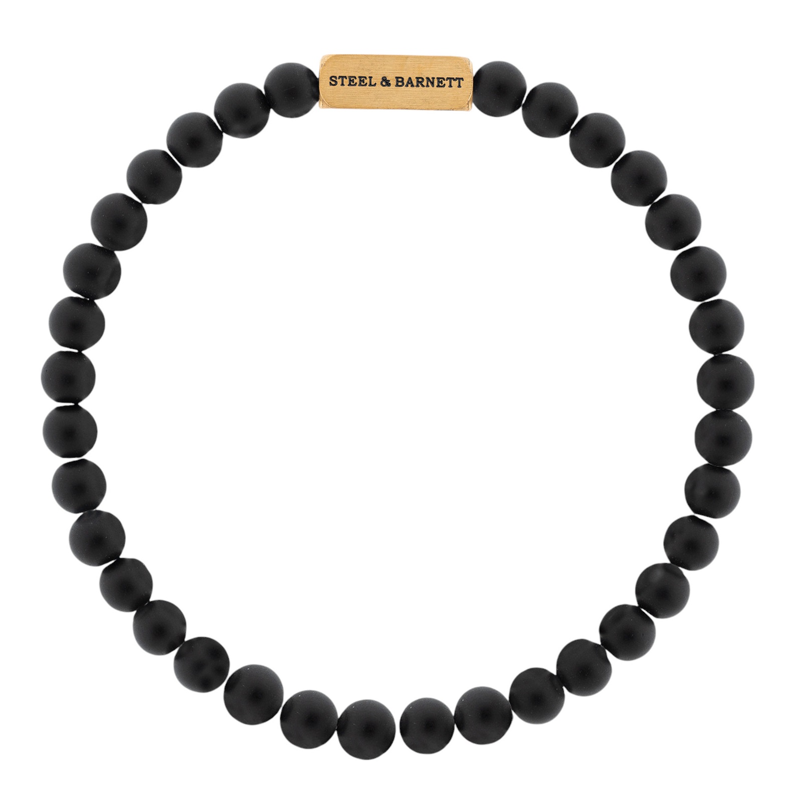 STEEL & BARNETT Natural Ned Men's Bracelet in Gold-Plated Stainless Steel and Black Onyx SBNN002 - 