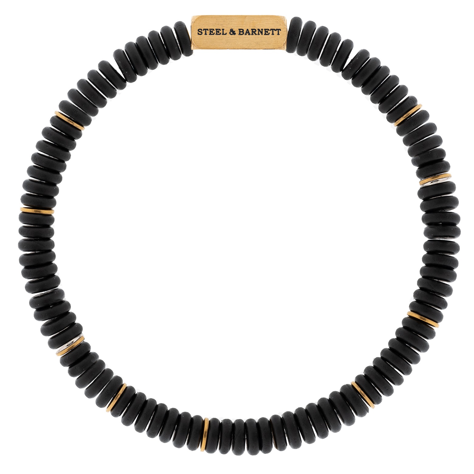 STEEL & BARNETT Two Tone Men's Bracelet in Gold-Plated Stainless Steel and Black Onyx SBTT001 - 