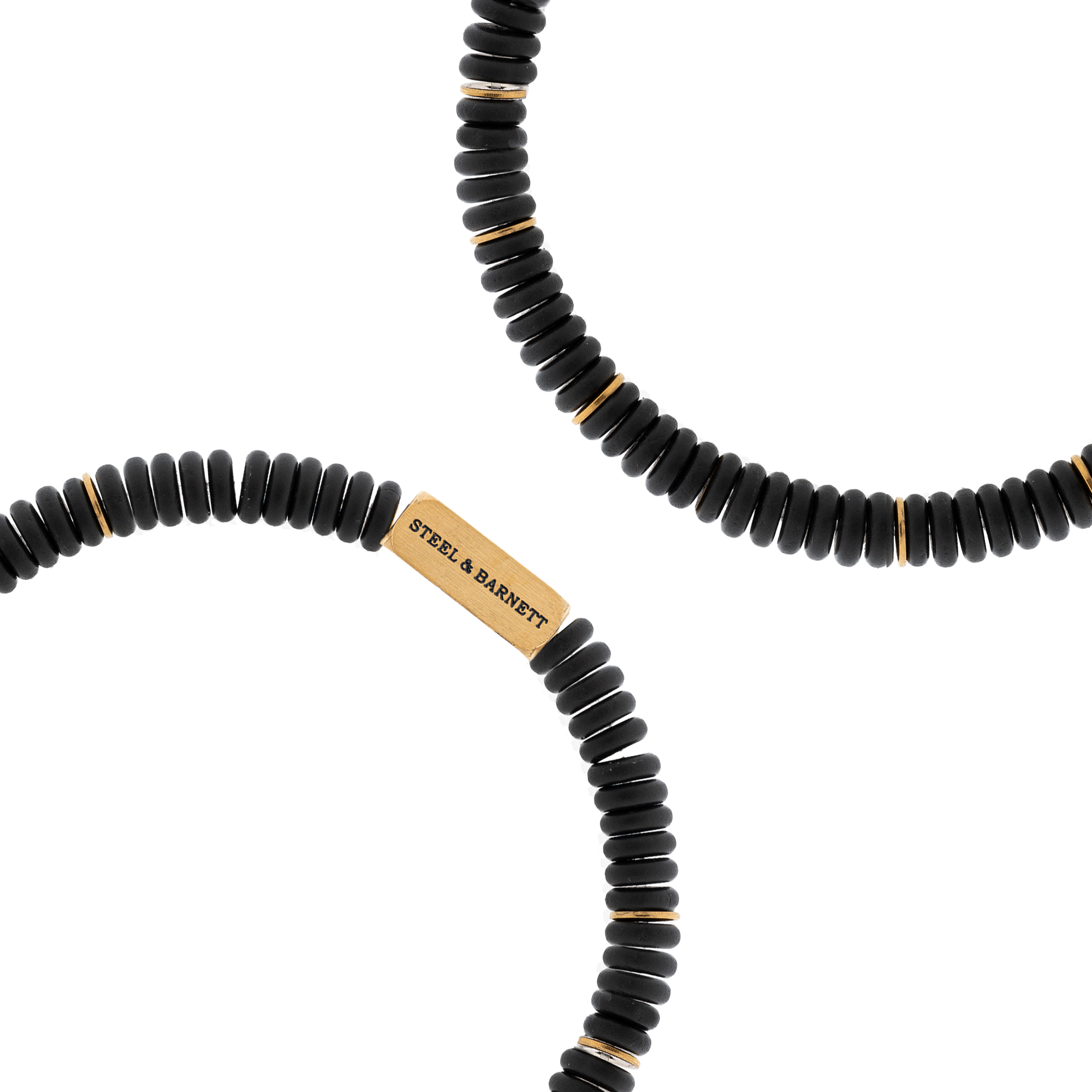 STEEL & BARNETT Two Tone Men's Bracelet in Gold-Plated Stainless Steel and Black Onyx SBTT001 - 