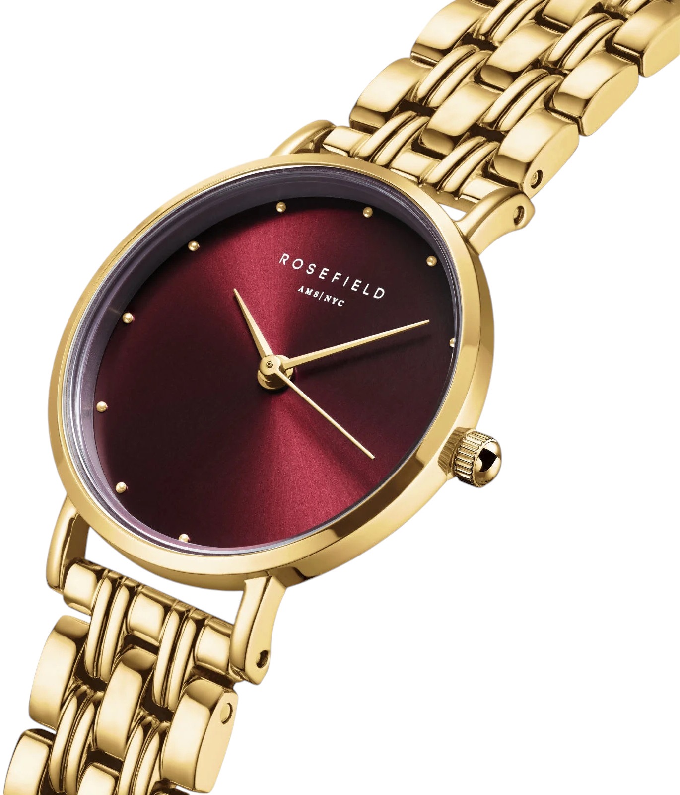 ROSEFIELD Small Edit Burgundy Dial 26mm Gold Stainless Steel Bracelet SEGSG-SE01 - 