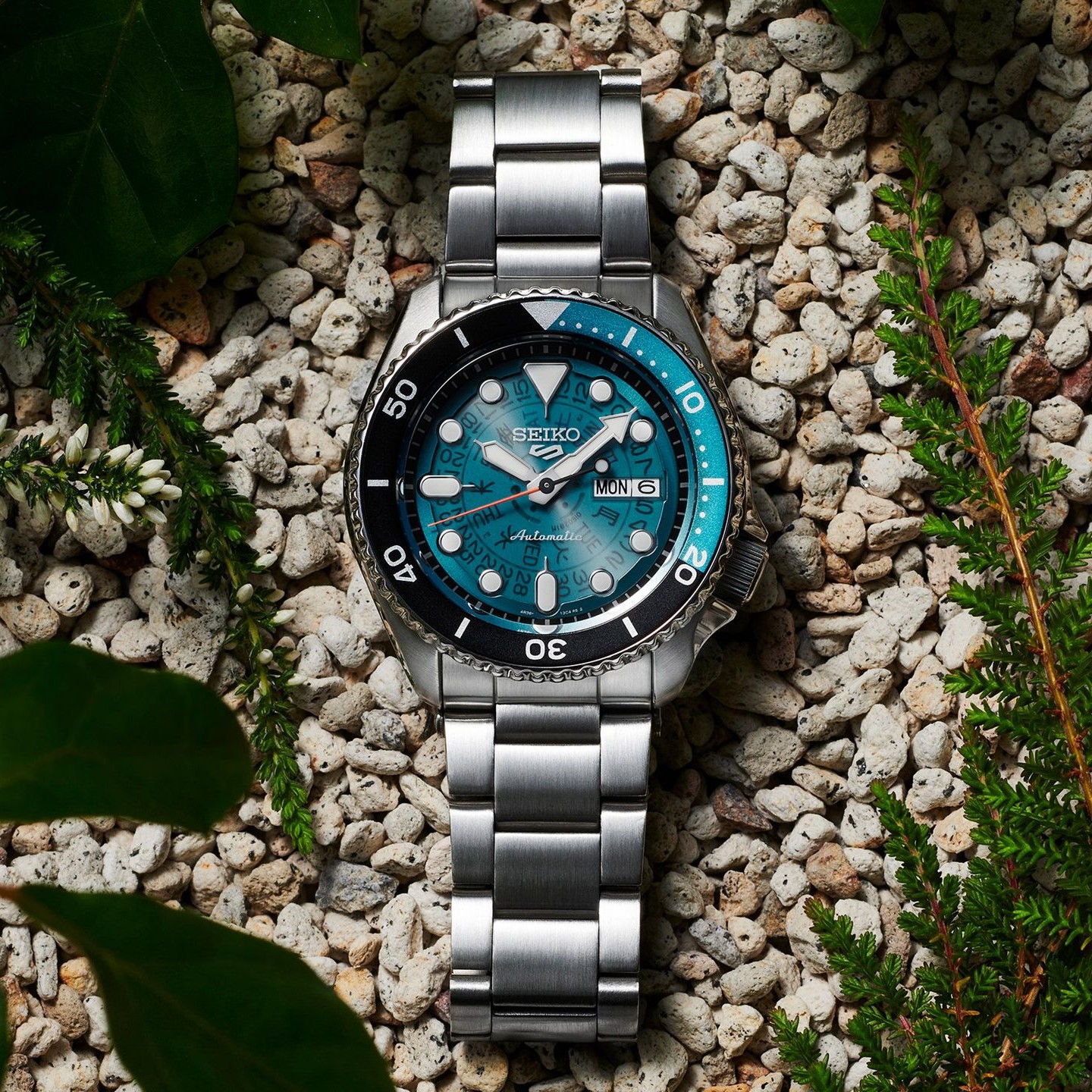 SEIKO 5 Sports Automatic SKX "Skeleton Style" Turqoise Dial 42.5mm Silver Stainless Steel Bracelet SRPJ45K1J - 6