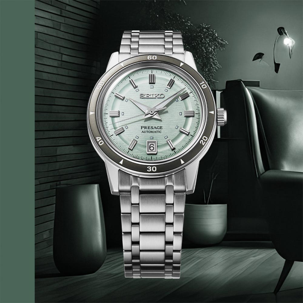 SEIKO Presage Style 60's Automatic Water Green Dial 39.5mm Silver Stainless Steel Bracelet SRPL71J1 - 4