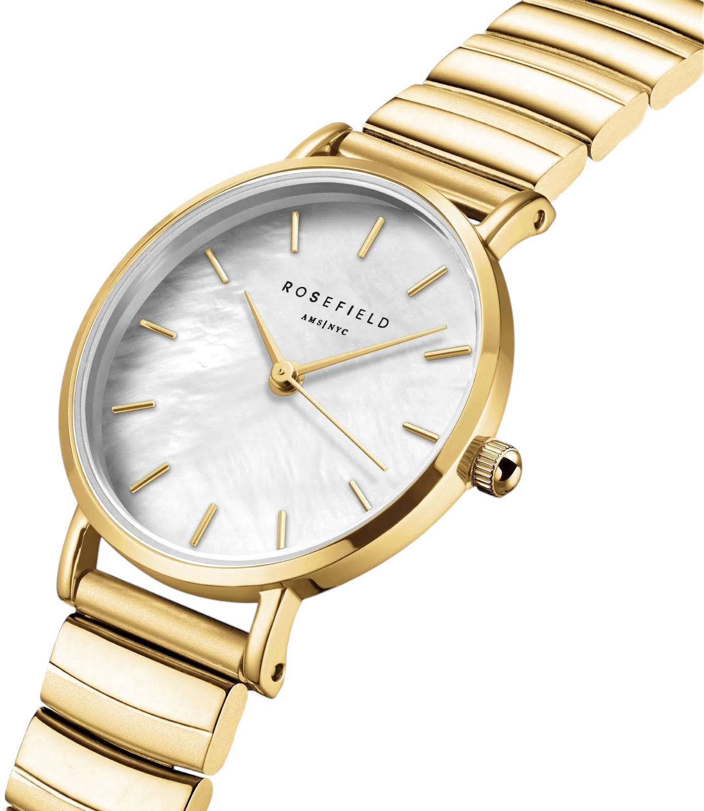 ROSEFIELD Small Edit Mother Of Pearl Dial 26mm Gold Stainless Steel Bracelet SEWGSG-SE02 - 